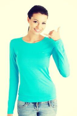 El hareketi mutlu genç bir kadın beni ara