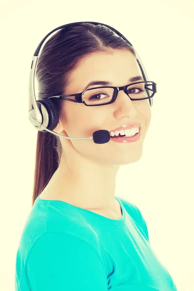 Woman with headphones and microphone. — Stock Photo, Image