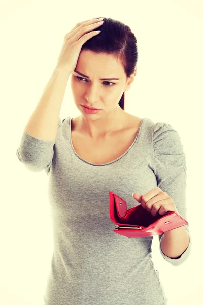 Woman with empty wallet — Stock Photo, Image