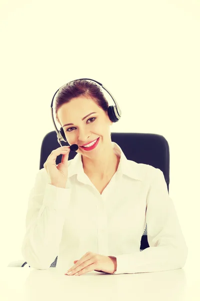 Mulher em fones de ouvido . — Fotografia de Stock