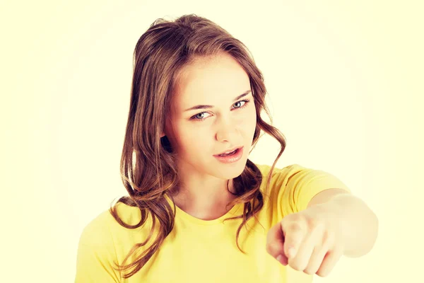 Mulher apontando para você . — Fotografia de Stock