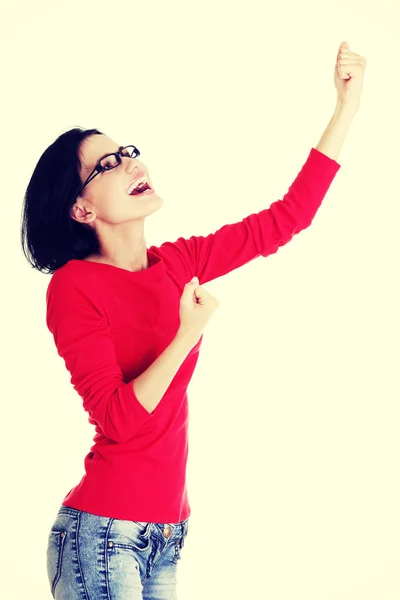 Woman with fists up — Stock Photo, Image