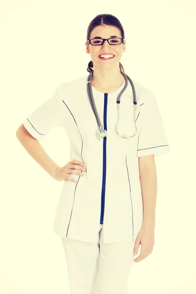 Медсестра со стетоскопом. — стоковое фото