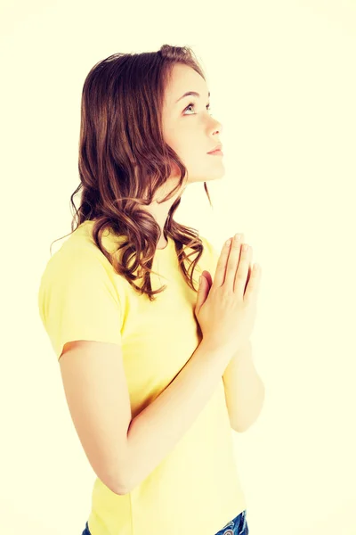 Caucasian girl praying — Stock Photo, Image