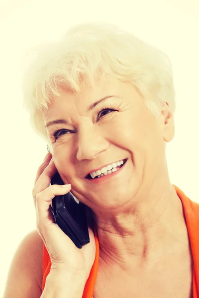 Mulher falando através do telefone . — Fotografia de Stock