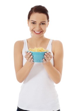 Makarna Yiyen Kadın