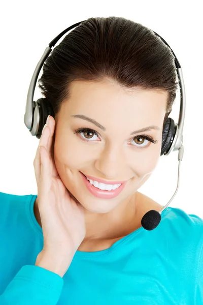 Call center assistant smiling — Stock Photo, Image