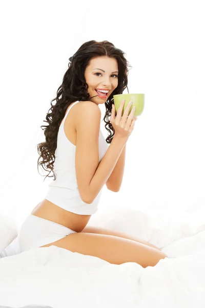 Mulher com caneca — Fotografia de Stock