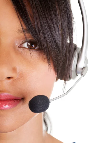 Assistente de call center sorrindo — Fotografia de Stock