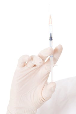 el steril eldiven ve iğne.