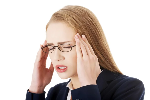 Mujer con dolor de cabeza. —  Fotos de Stock