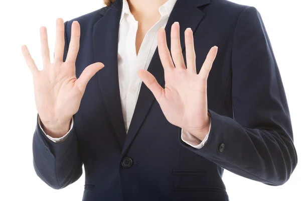 Kvinnan visar stopp gest — Stockfoto