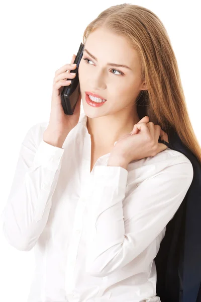 Vrouw gaat op telefoon. — Stockfoto