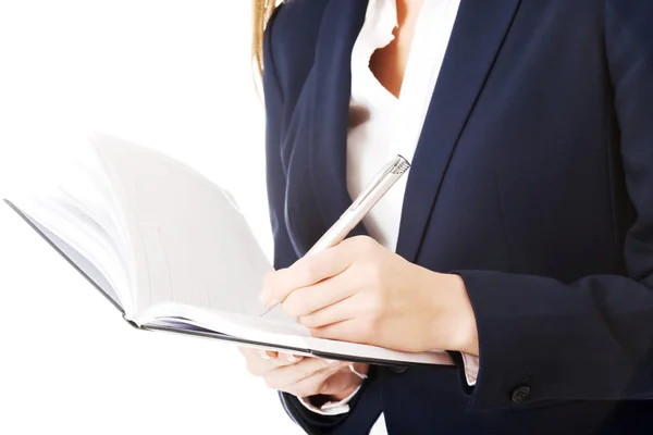 Notebook and pen in woman's hands. — Stock Photo, Image