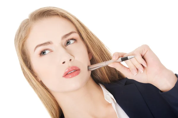 Mujer de negocios con pluma —  Fotos de Stock