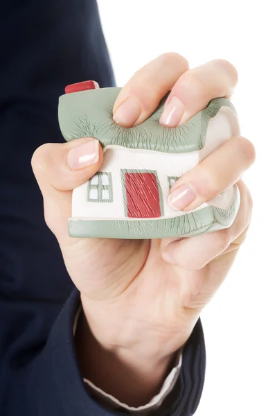 House in woman's hand. — Stock Photo, Image