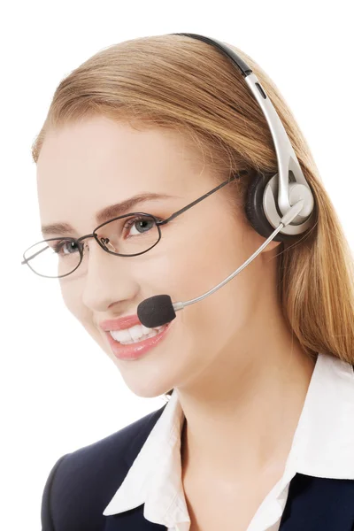 Mulher de negócios no call center . — Fotografia de Stock