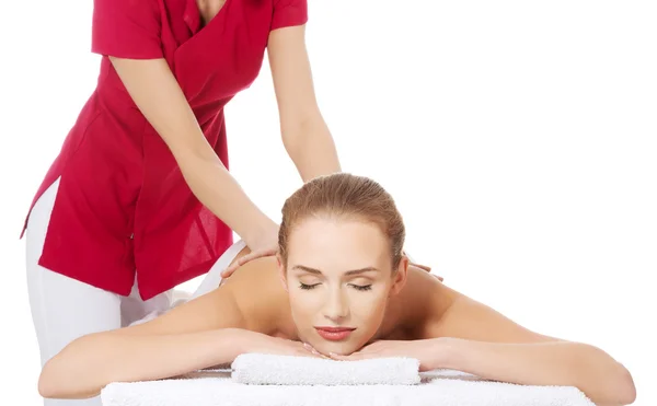 Woman lying and relaxing at spa saloon — Stock Photo, Image