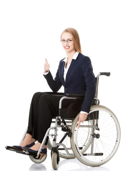 Businesswoman sitting on wheelchair. — Stock Photo, Image