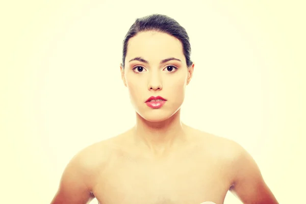 Close-up portrait of young beautiful woman face — Stock Photo, Image