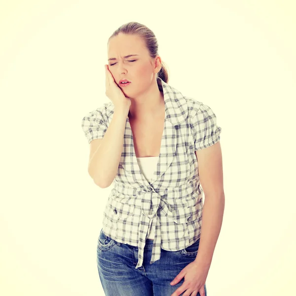 Beautiful young woman is having toothache — Stock Photo, Image