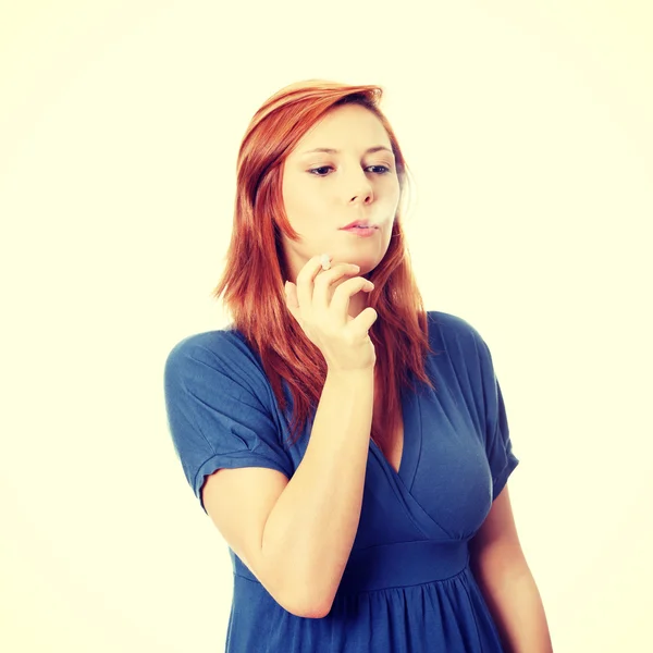 Woman smoking cigarette — Stock Photo, Image