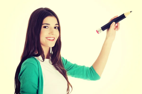 Studente donna con matita — Foto Stock