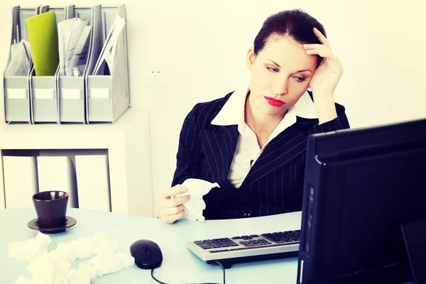 Sneezing woman. — Stock Photo, Image