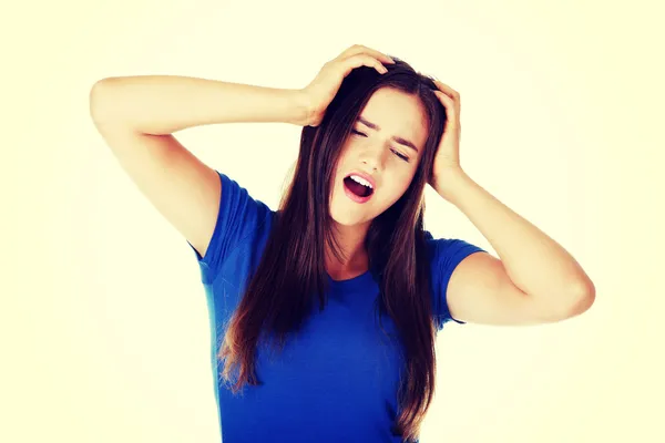 Woman having terrible headache. — Stock Photo, Image