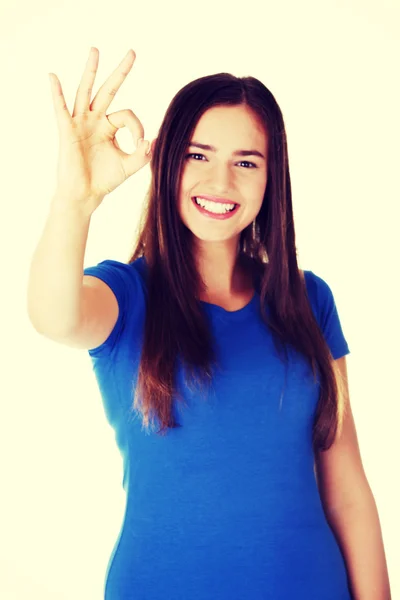 Student showing OK gesture. — Stock Photo, Image
