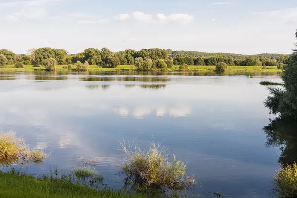 Řeky Odry mezi Německem a Polskem — Stock fotografie