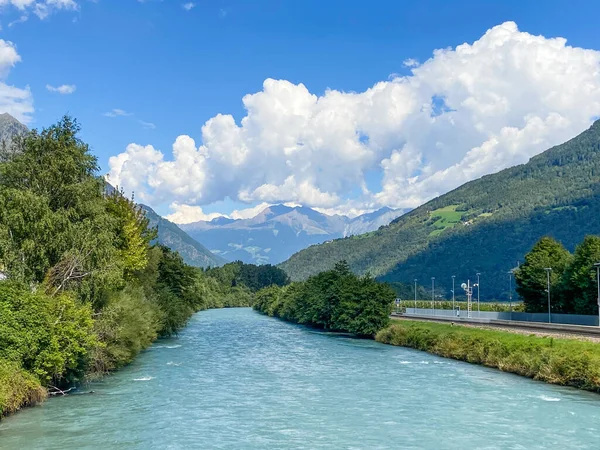 Dolina Rzeki Etsch Vinschgau Tyrol Południowy Włochy — Zdjęcie stockowe