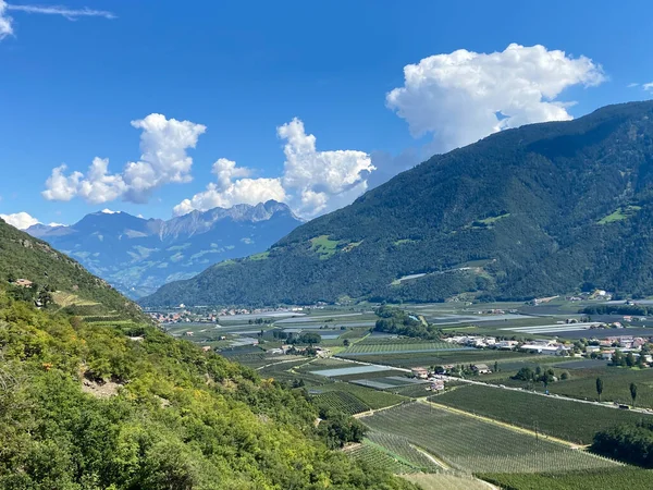 Vallée Rivière Etsch Dans Vinschgau Près Rabland Tyrol Sud Italie Photos De Stock Libres De Droits