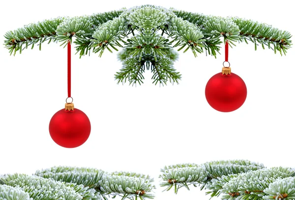 Kerstmis groenblijvende boom met rood glazen bal — Stockfoto