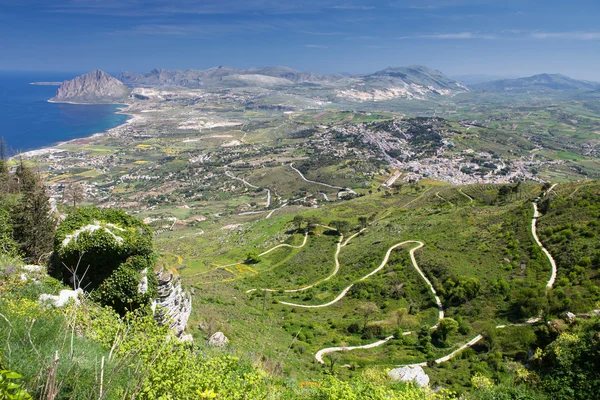 Landcsape de Sicilia desde la ciudad de Erice, Italia Imagen de archivo