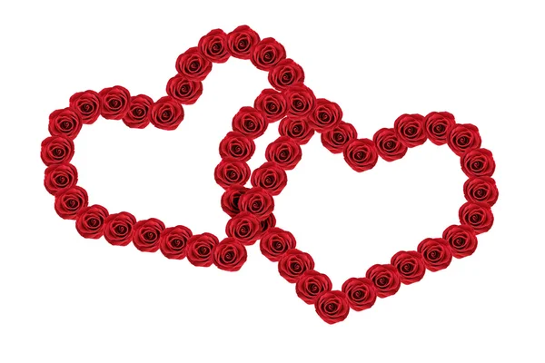 Kırmızı güllerle kalp şekli — Stok fotoğraf