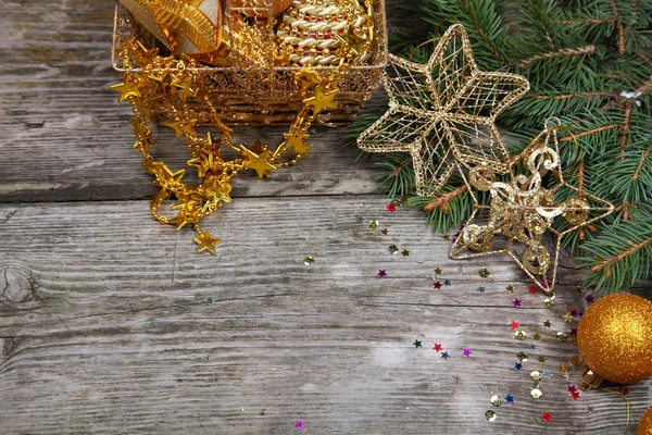 Decorações de Natal dourado — Fotografia de Stock