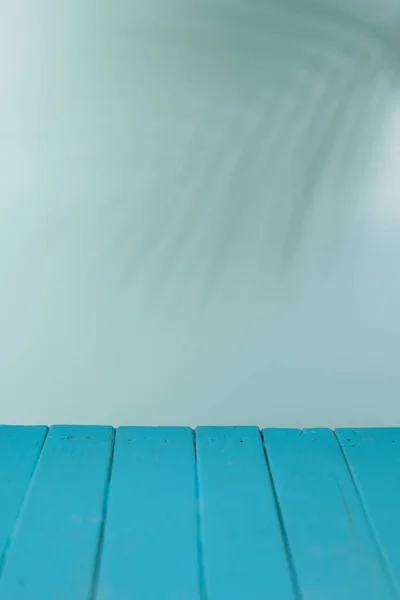 Прекрасний Синій Дерев Яний Фон Відтінком Пальми Дерев Яна Текстура — стокове фото