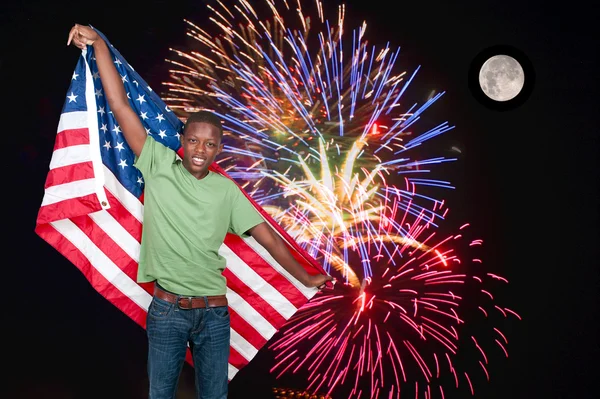 Man at Fireworks — Stock Photo, Image