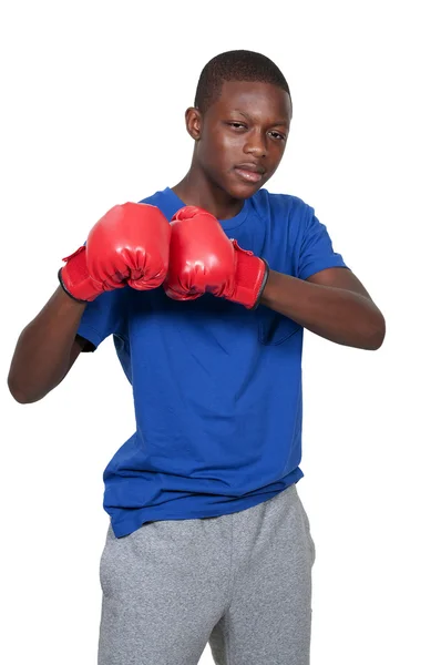 Boxeador adolescente negro — Foto de Stock