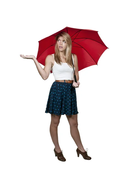 Mulher segurando guarda-chuva — Fotografia de Stock