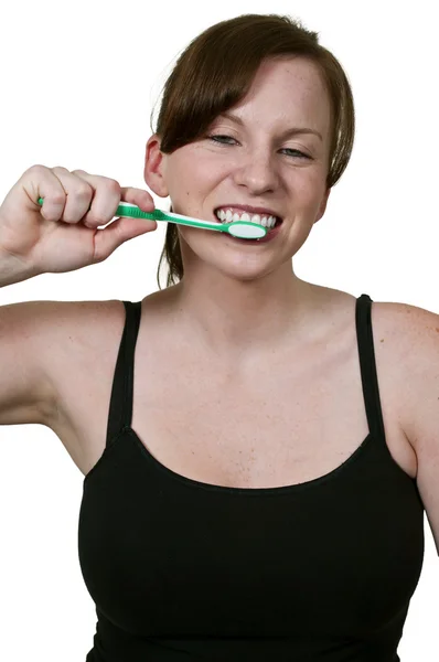 Beautiful Woman Brushing Teeth — Stock Photo, Image