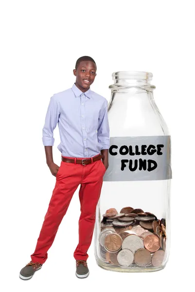 Boy Holding Her College Fund — Stock Photo, Image