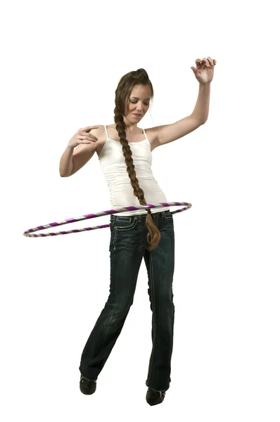 Menina com Hula Hoop — Fotografia de Stock