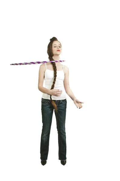 Girl with Hula Hoop — Stock Photo, Image