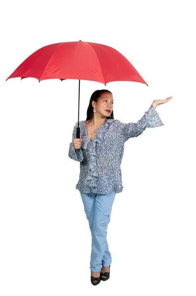 Mujer sosteniendo paraguas — Foto de Stock