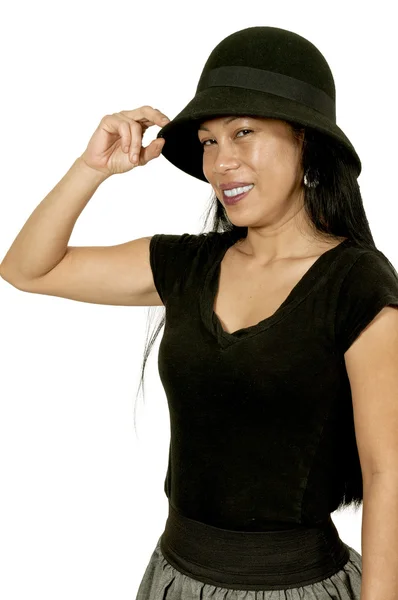 Γυναίκα φοράει καπέλο — Φωτογραφία Αρχείου