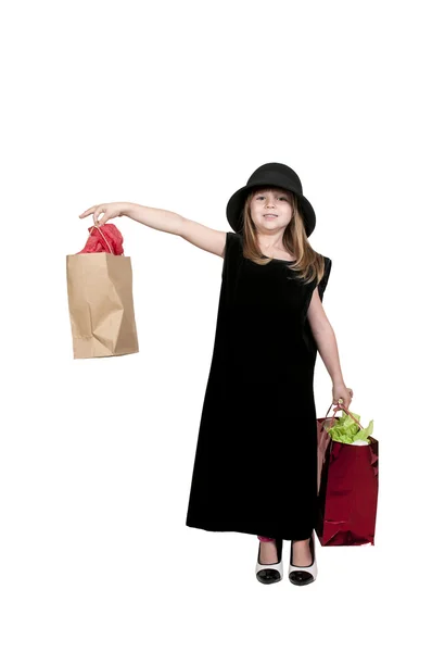 Meisje shopping tassen — Stockfoto