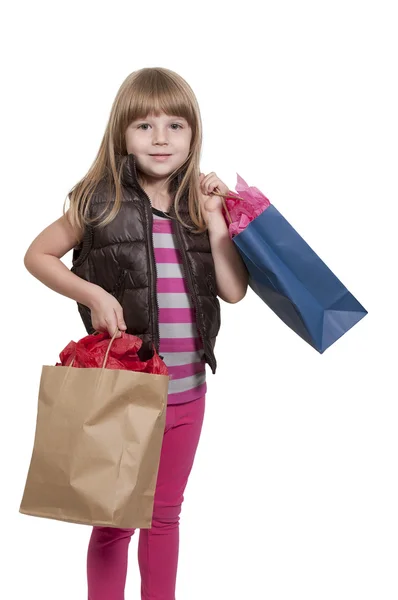 Kız alışveriş torbaları — Stok fotoğraf