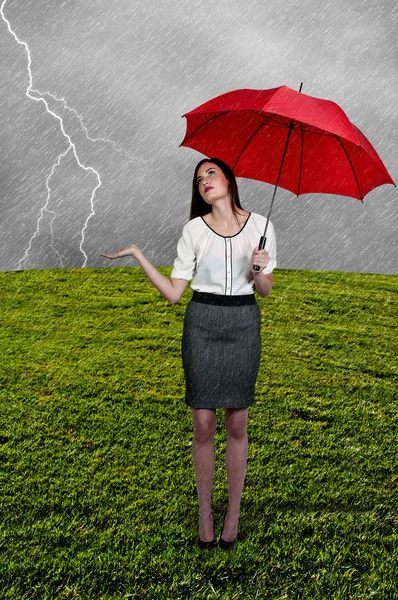 Woman Holding Umbrella — Stock Photo, Image